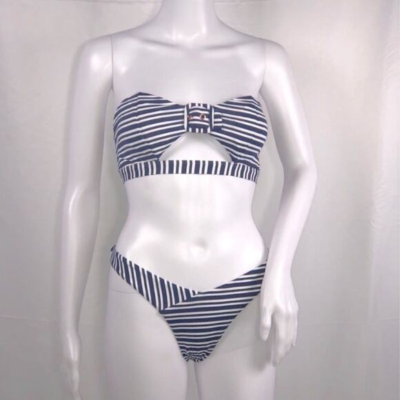 Kopper & Zink Navy & White Stripe Bikini Set - Size Large - Picture 1 of 16